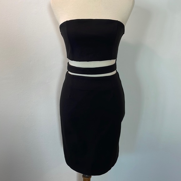 NBD Black Strapless Waist Cutout Mini Dress Size Large - Picture 3 of 7